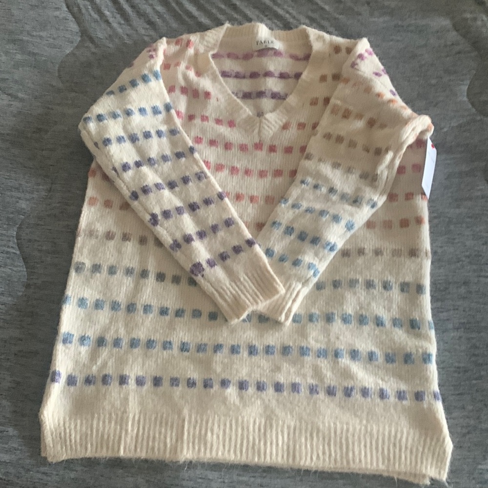 NWT Red Dress rainbow v neck sweater